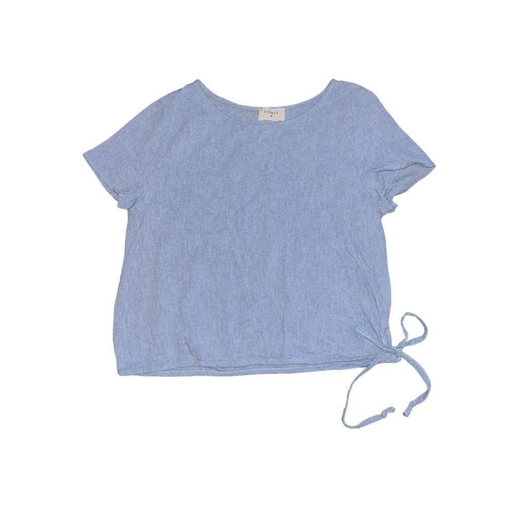EVERLY Blue Short Sleeve Blouse Size Large